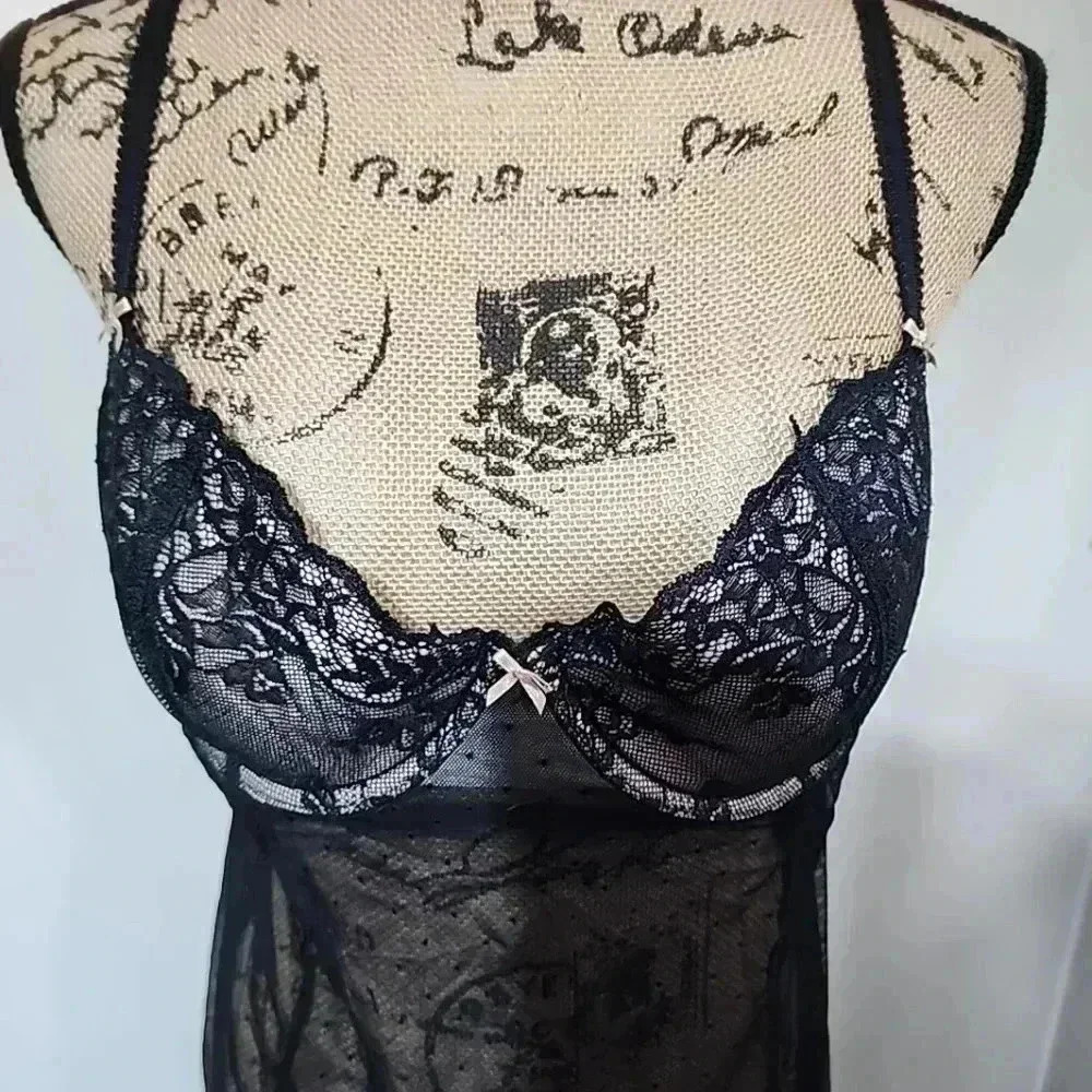 Black Baby Doll Teddy lingerie. Size Xl - Picture 5 of 5